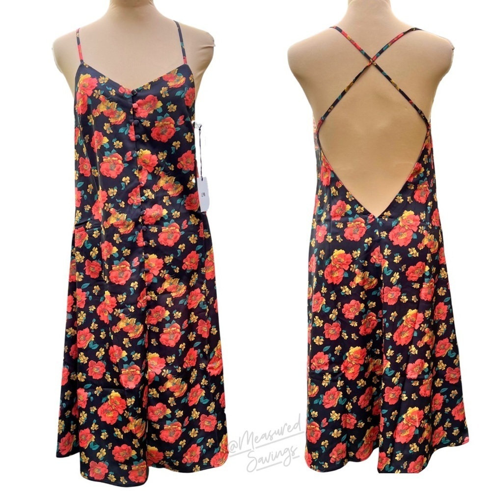 LPA x Revolve [Small - EUC] Rose Garden Midi Floral Slip Dress - Low Back